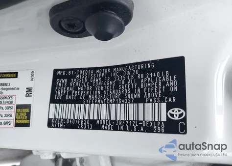 2021 Toyota Corolla Le from USA, damaged, VIN 5YFEPMAEXMP164337